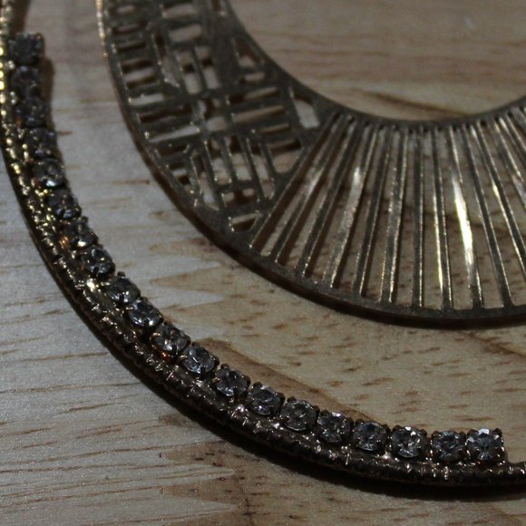 Large Bangle Earrings w/Rhinestones - Picture 4 of 7